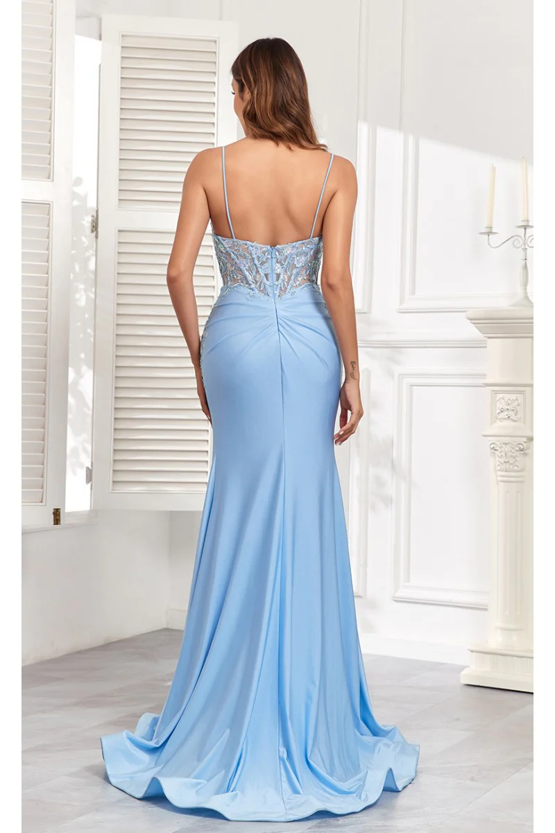 High Couture MJ1012 Prom Long Corset Fitted Sequin Formal Evening Gown - Primitiveus