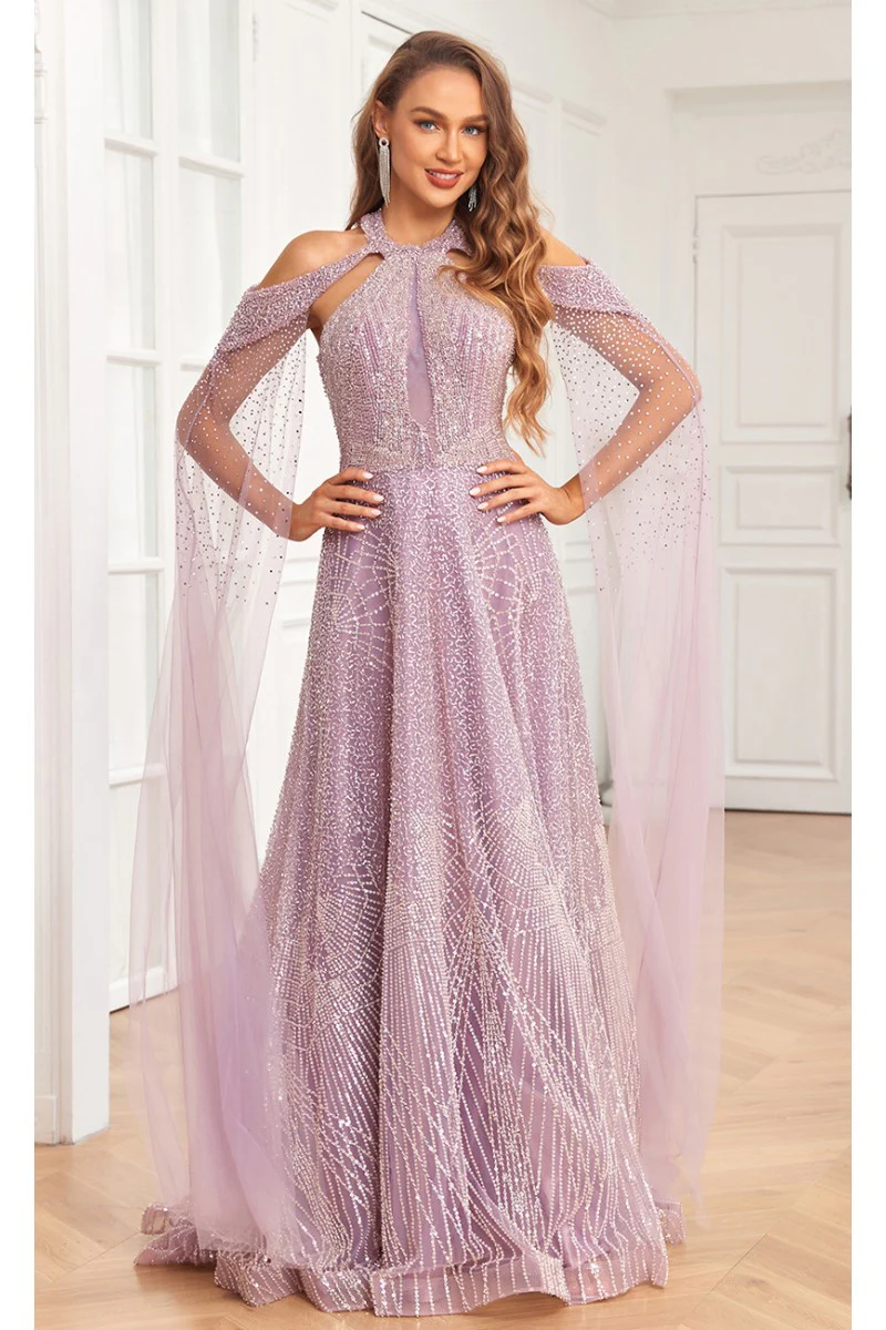 High Couture NR2340 A Line Ball Gown Long Formal Beaded Prom Dress - Primitiveus