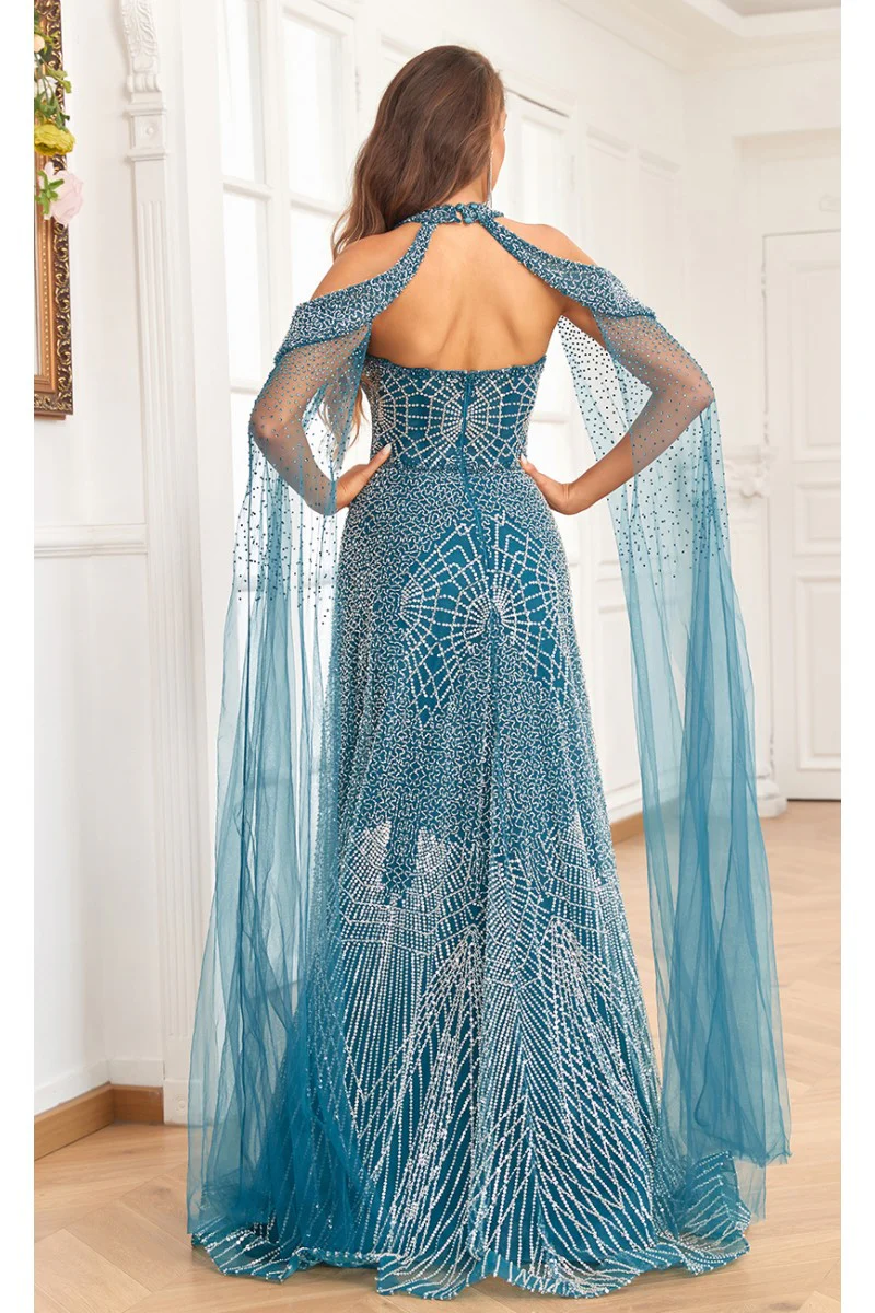 High Couture NR2340 A Line Ball Gown Long Formal Beaded Prom Dress - Primitiveus