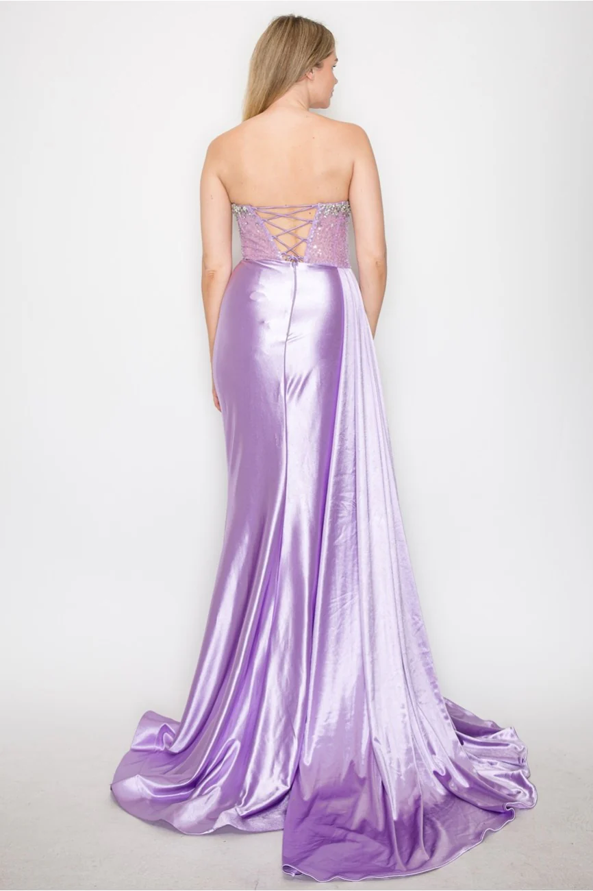 High Couture MJ1004 Long Formal Beaded Corset Prom Gown - Primitiveus