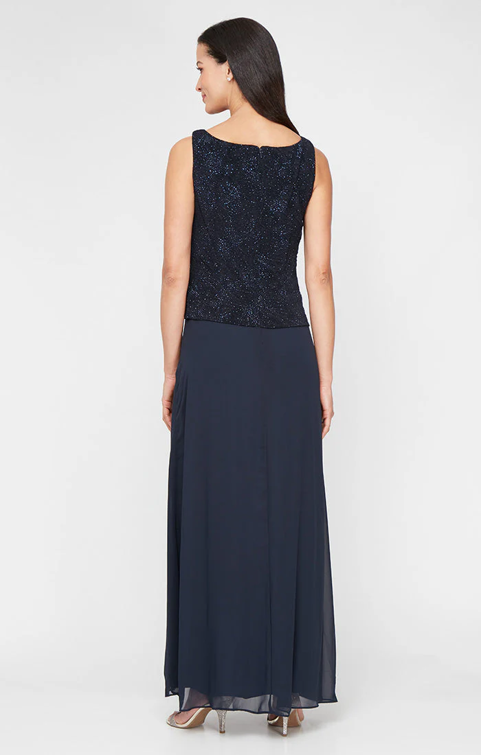 Alex Evenings 225053 Long Mother of the Bride Glitter Formal Petite Jacket Dress - Primitiveus