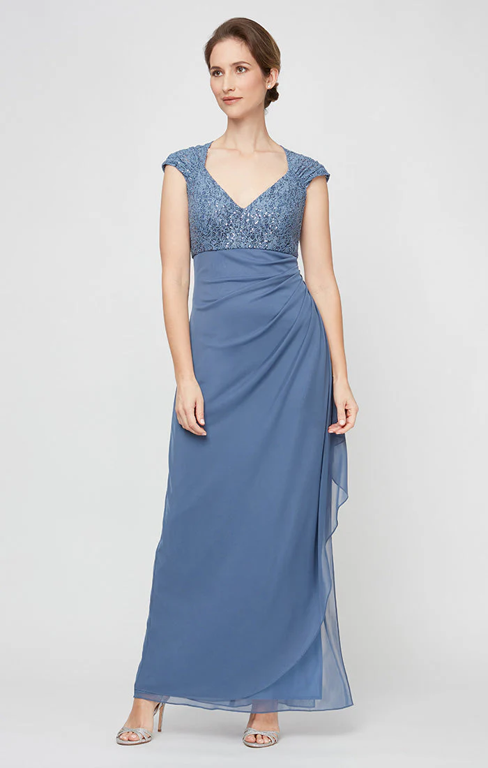 Alex Evenings 82122470 Long Sequin Mother of the Bride Petite Dress - Primitiveus