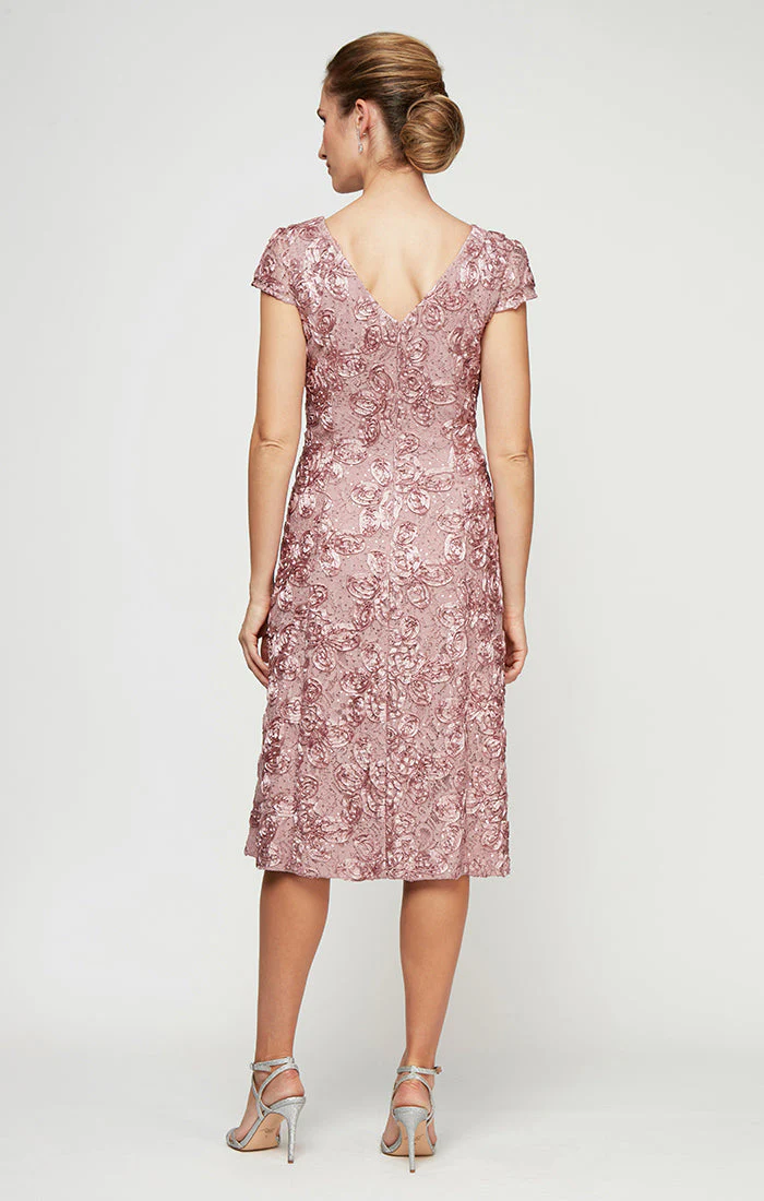 Alex Evenings 1121570 Short Cocktail Lace Tea Length Sequin Dress - Primitiveus