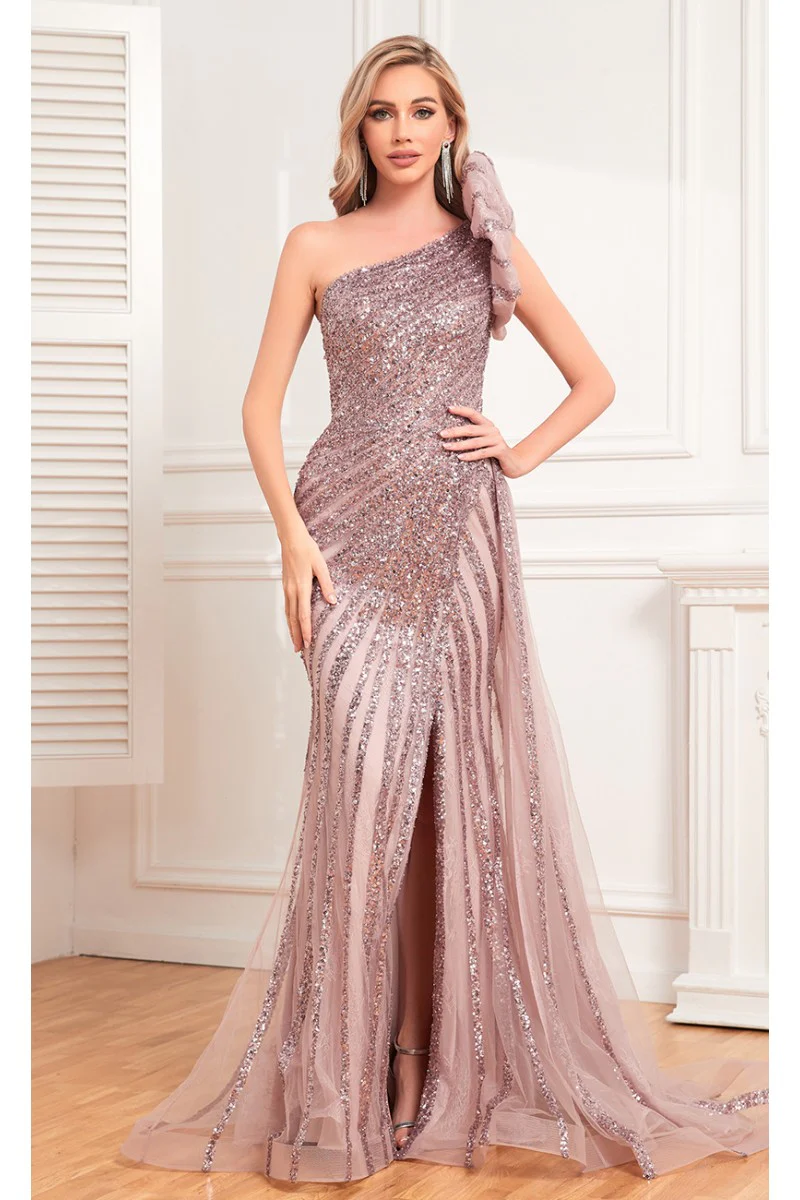 High Couture NR2342 Beaded Sequin Long Formal Evening Slit Dress - Primitiveus