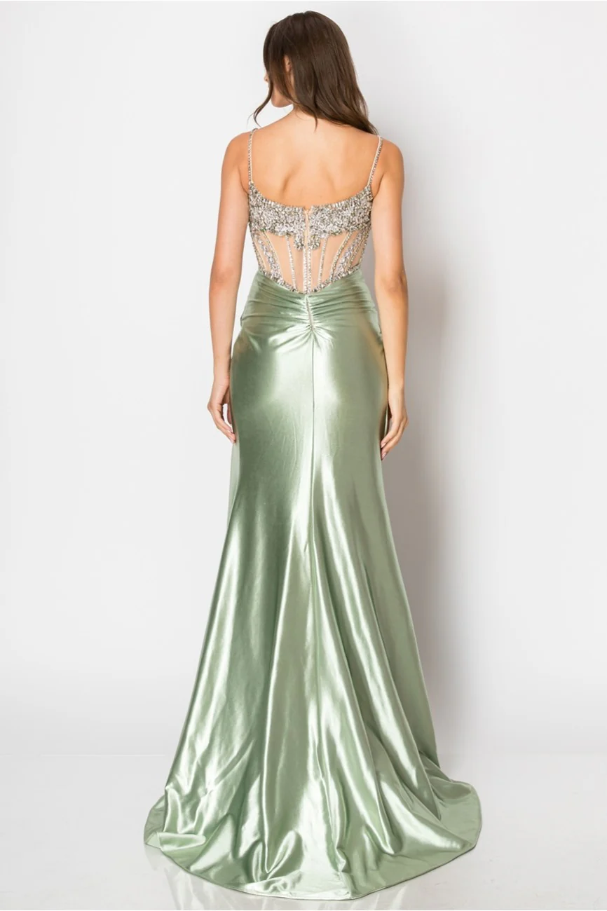 High Couture NR2405 Fitted Long Formal Slit Evening Dress - Primitiveus