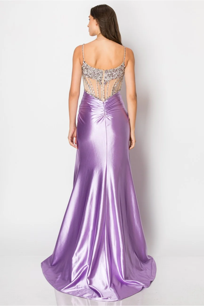 High Couture NR2405 Fitted Long Formal Slit Evening Dress - Primitiveus