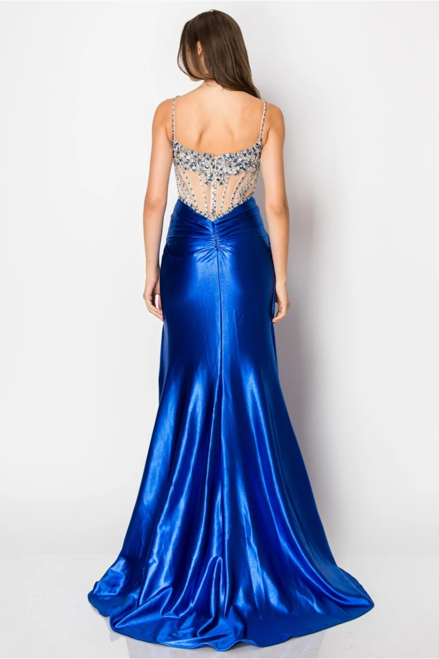 High Couture NR2405 Fitted Long Formal Slit Evening Dress - Primitiveus