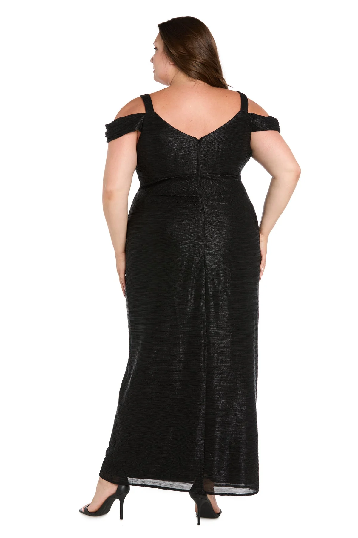R&M Richards 3301W Plus Size Long Metallic Formal Evening Dress - Primitiveus