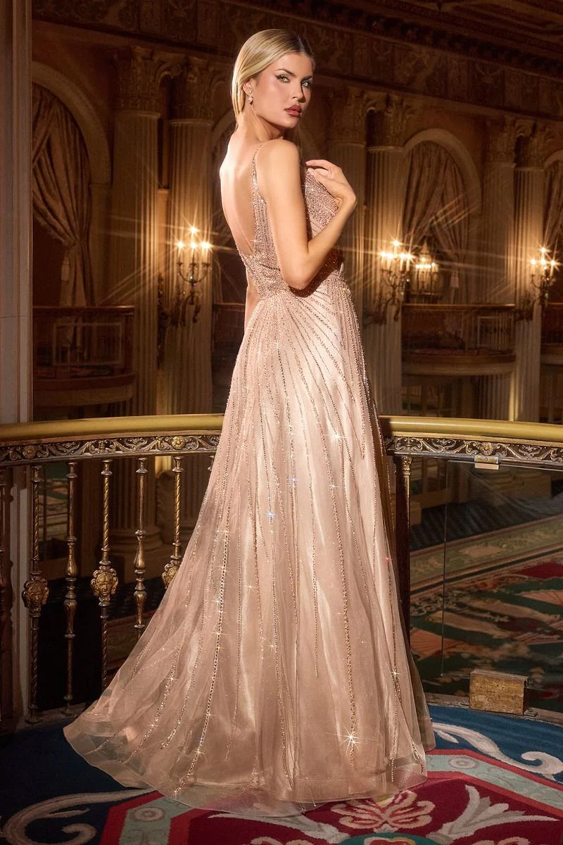 LaDivine CC474 Beaded Long Formal A Line Prom Dress - Primitiveus