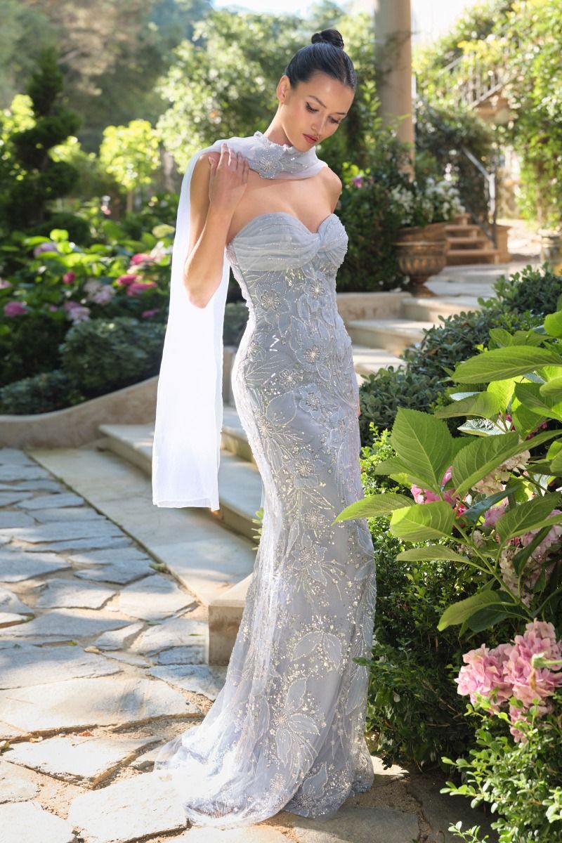 Andrea & Leo A1484 Long Mermaid Formal Beaded Floral Prom Gown - Primitiveus