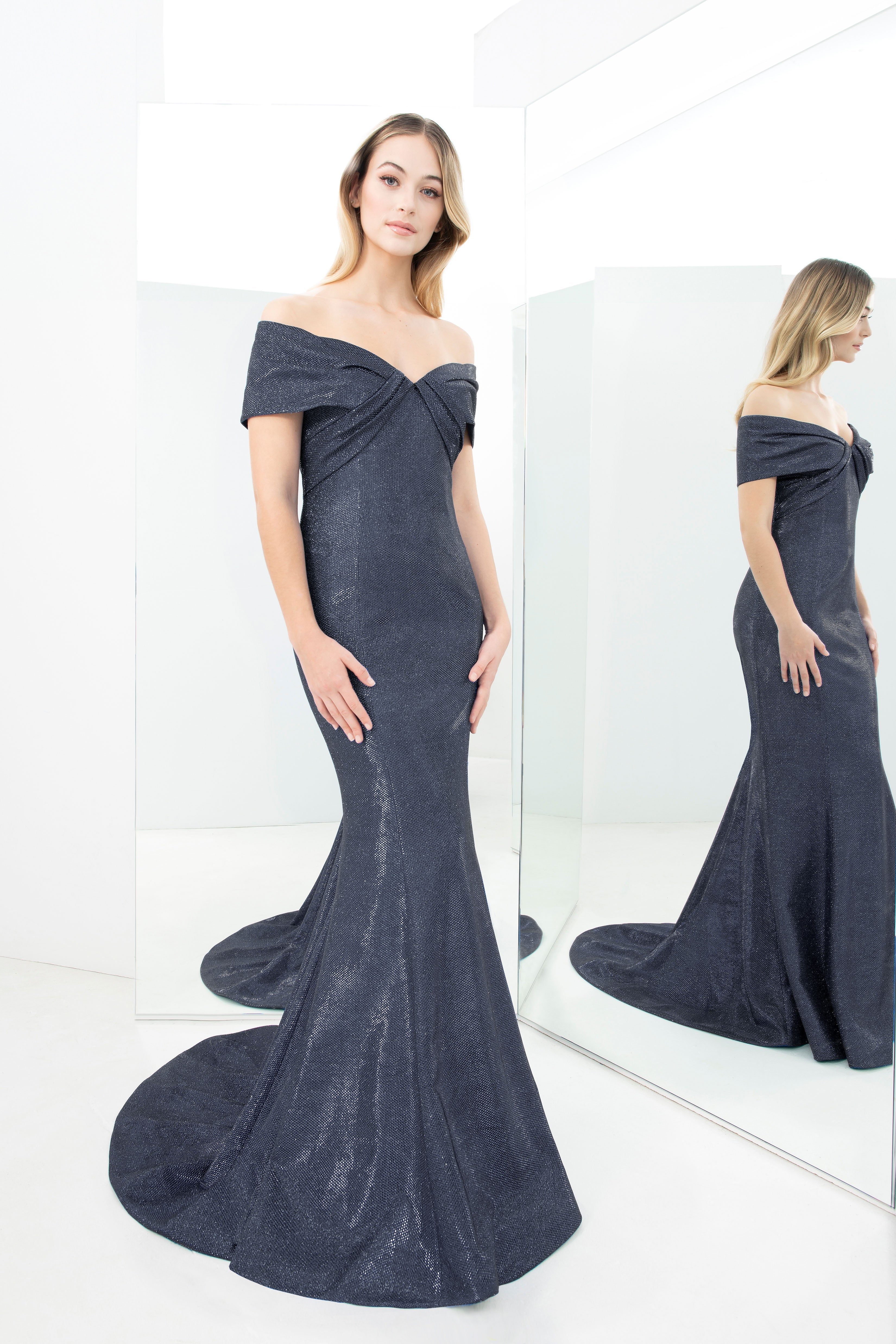 Alexander by Daymor 1367 Metallic Long Formal Evening Dress - Primitiveus