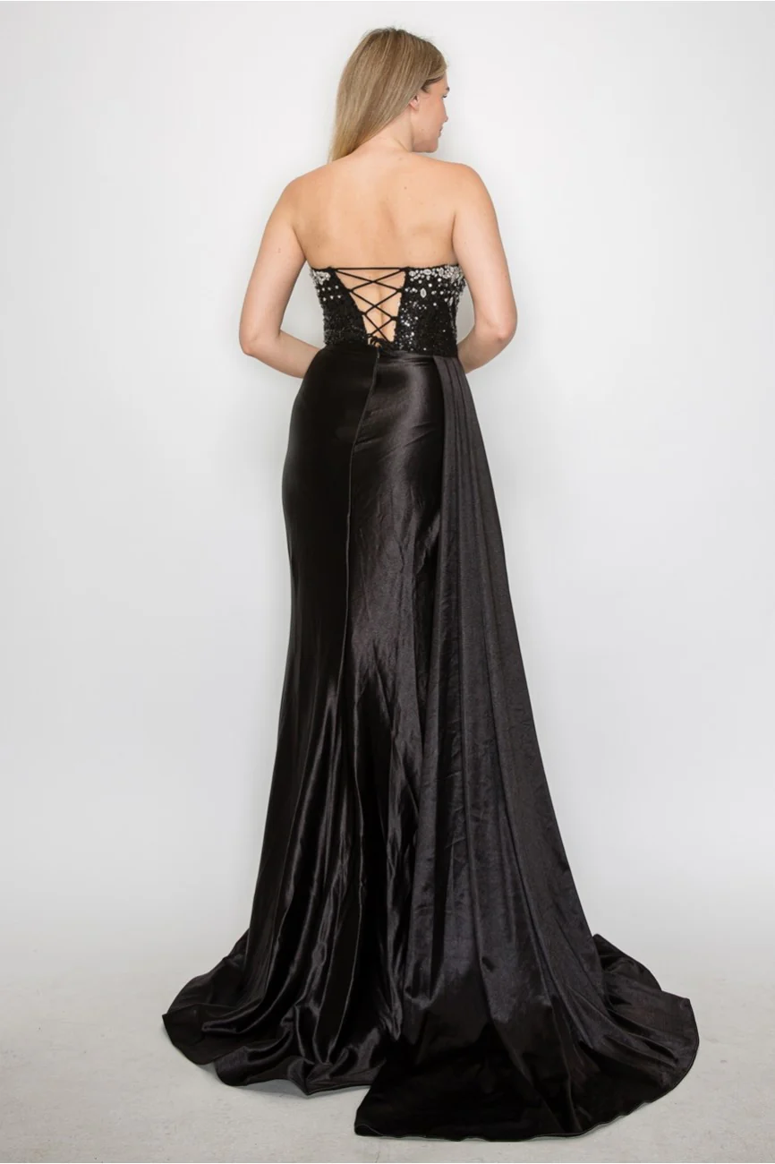 High Couture MJ1004 Long Formal Beaded Corset Prom Gown - Primitiveus