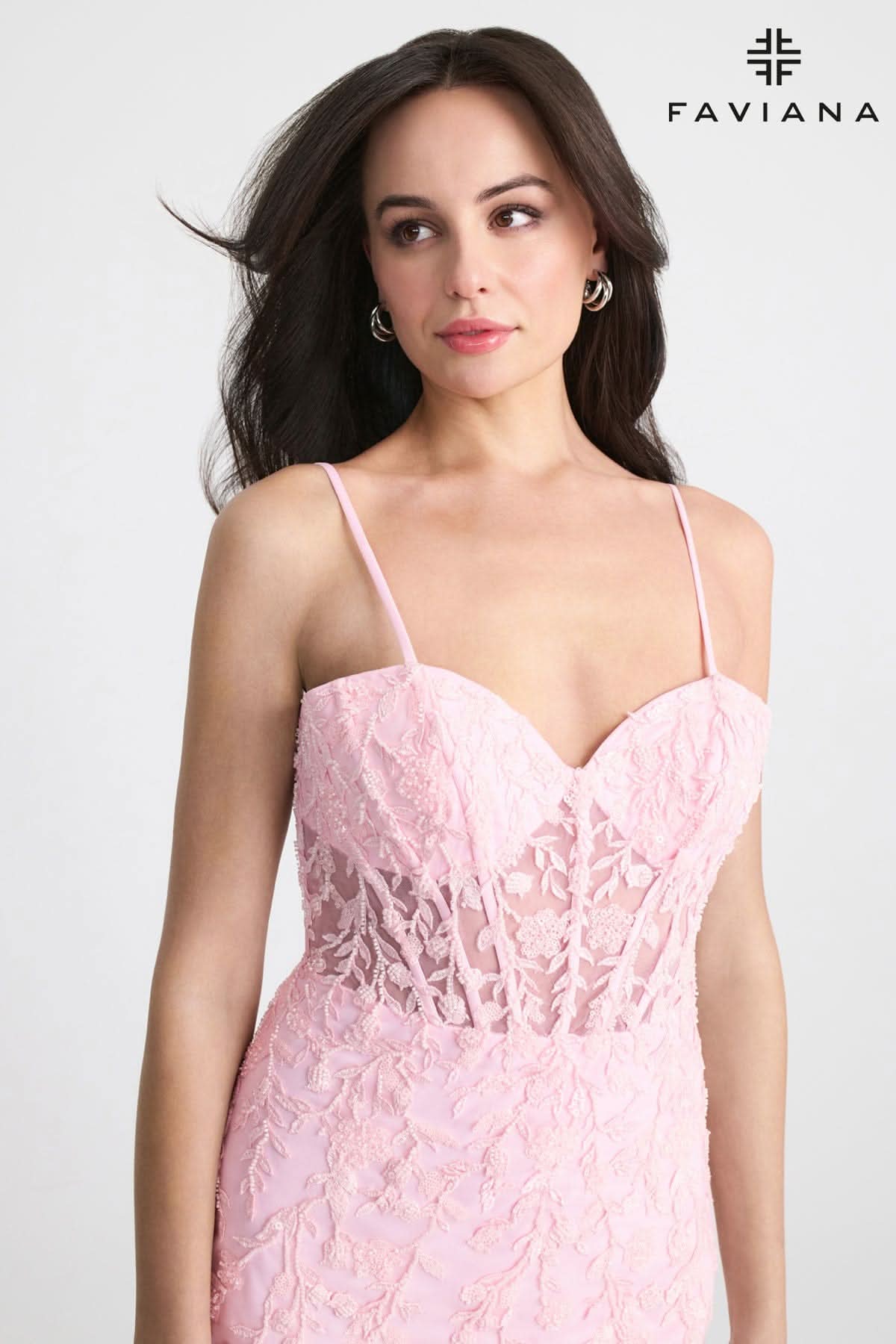 Faviana 11304 Short Fitted Lace Applique Corset Cocktail Dress - Primitiveus