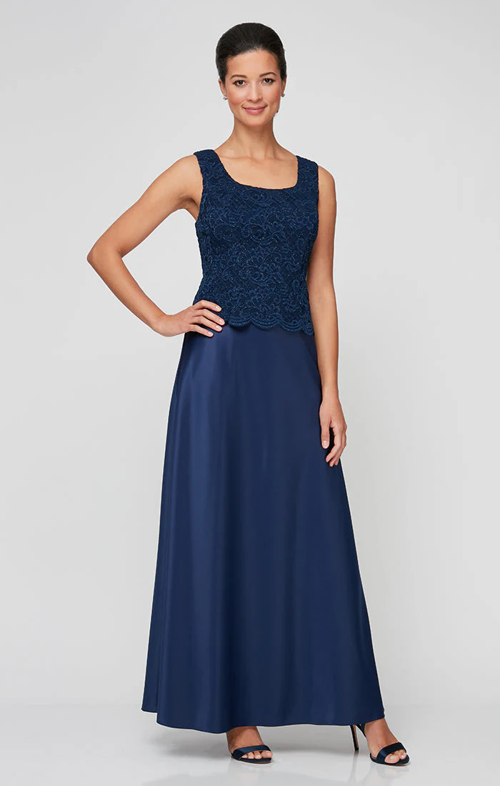 Alex Evenings 82122326 Long Petite Glitter Lace Mother of the Bride Jacket Dress - Primitiveus