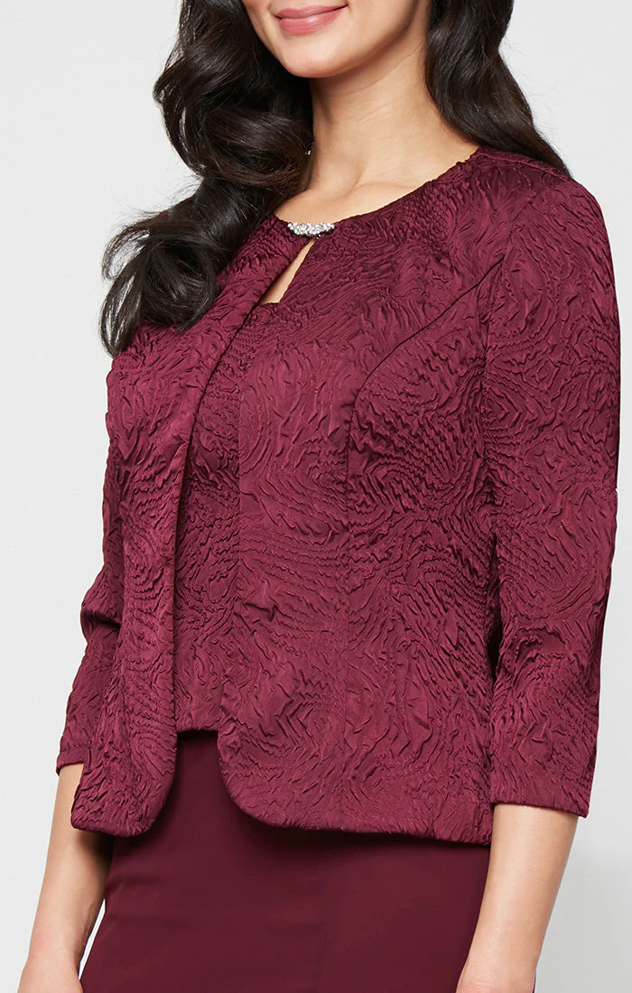 Alex Evenings 8225949 Short Cocktail Petite Mother of the Bride Tea Length Jacket Dress - Primitiveus