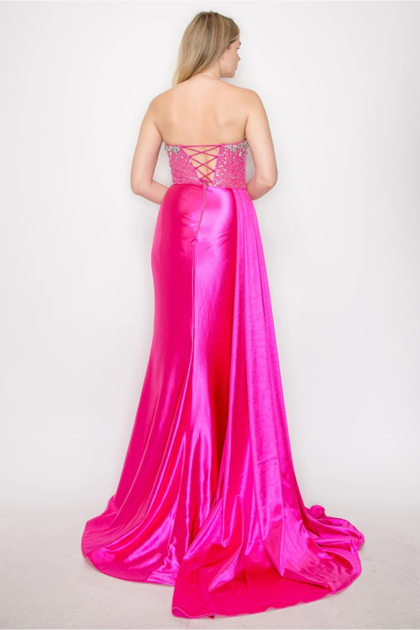 High Couture MJ1004 Long Formal Beaded Corset Prom Gown - Primitiveus