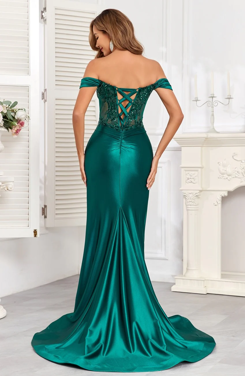 High Couture HC1003 Long Fitted Corset Formal Applique Prom Dress - Primitiveus