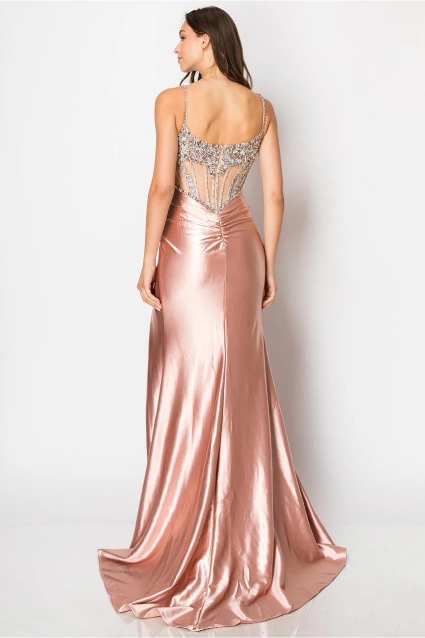 High Couture NR2405 Fitted Long Formal Slit Evening Dress - Primitiveus