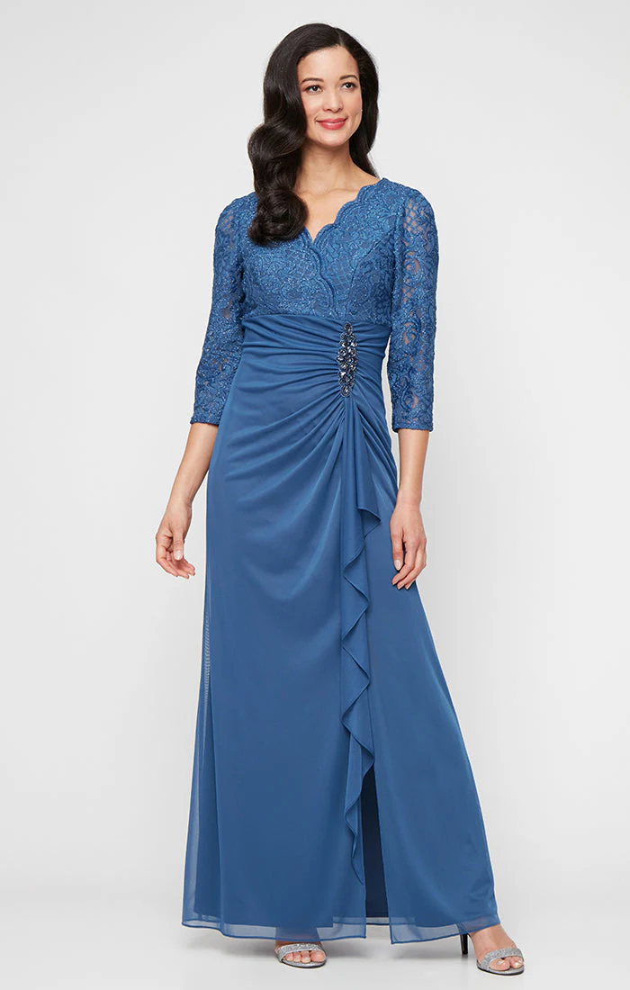 Alex Evenings 82122469 Beaded Petite Long Formal Mother of the Bride A Line Dress - Primitiveus