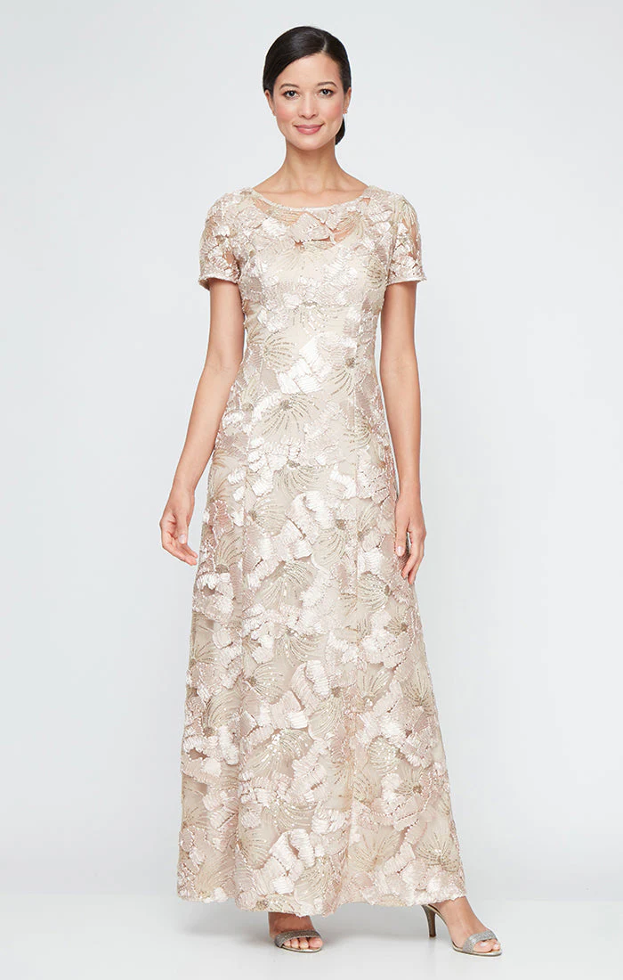 Alex Evenings 82122674 Long Formal A Line Petite Mother of the Bride Dress - Primitiveus