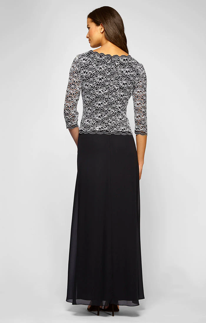 Alex Evenings 212784 Petite Long Two Piece A Line Mother of the Bride Sequin Lace Dress - Primitiveus