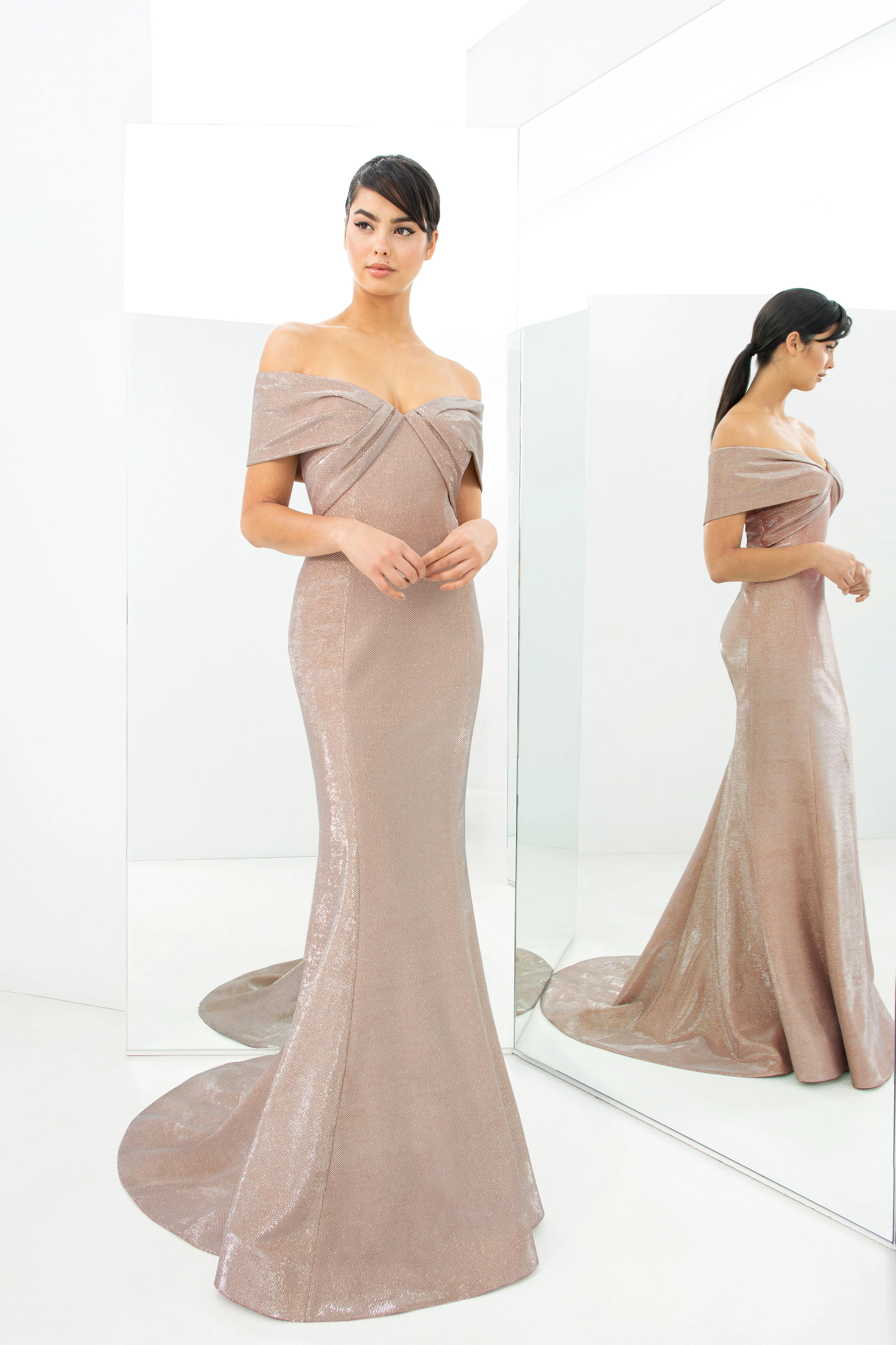 Alexander by Daymor 1367 Metallic Long Formal Evening Dress - Primitiveus