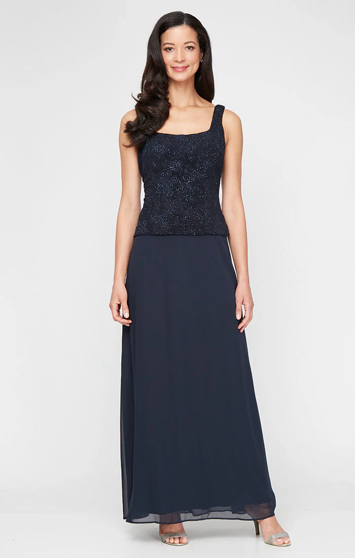 Alex Evenings 225053 Long Mother of the Bride Glitter Formal Petite Jacket Dress - Primitiveus