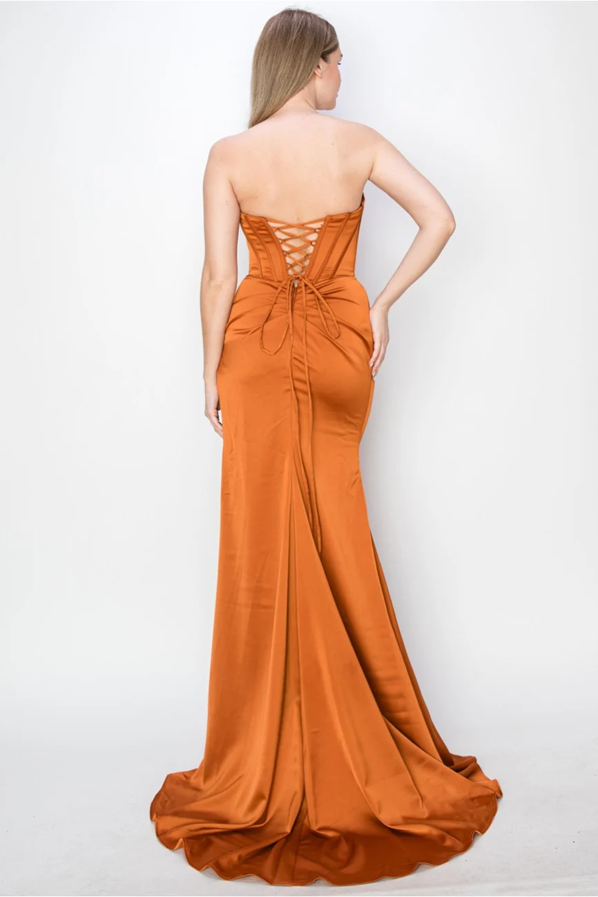 High Couture MJ1000 Prom Fitted Long Formal Corset Evening Dress - Primitiveus