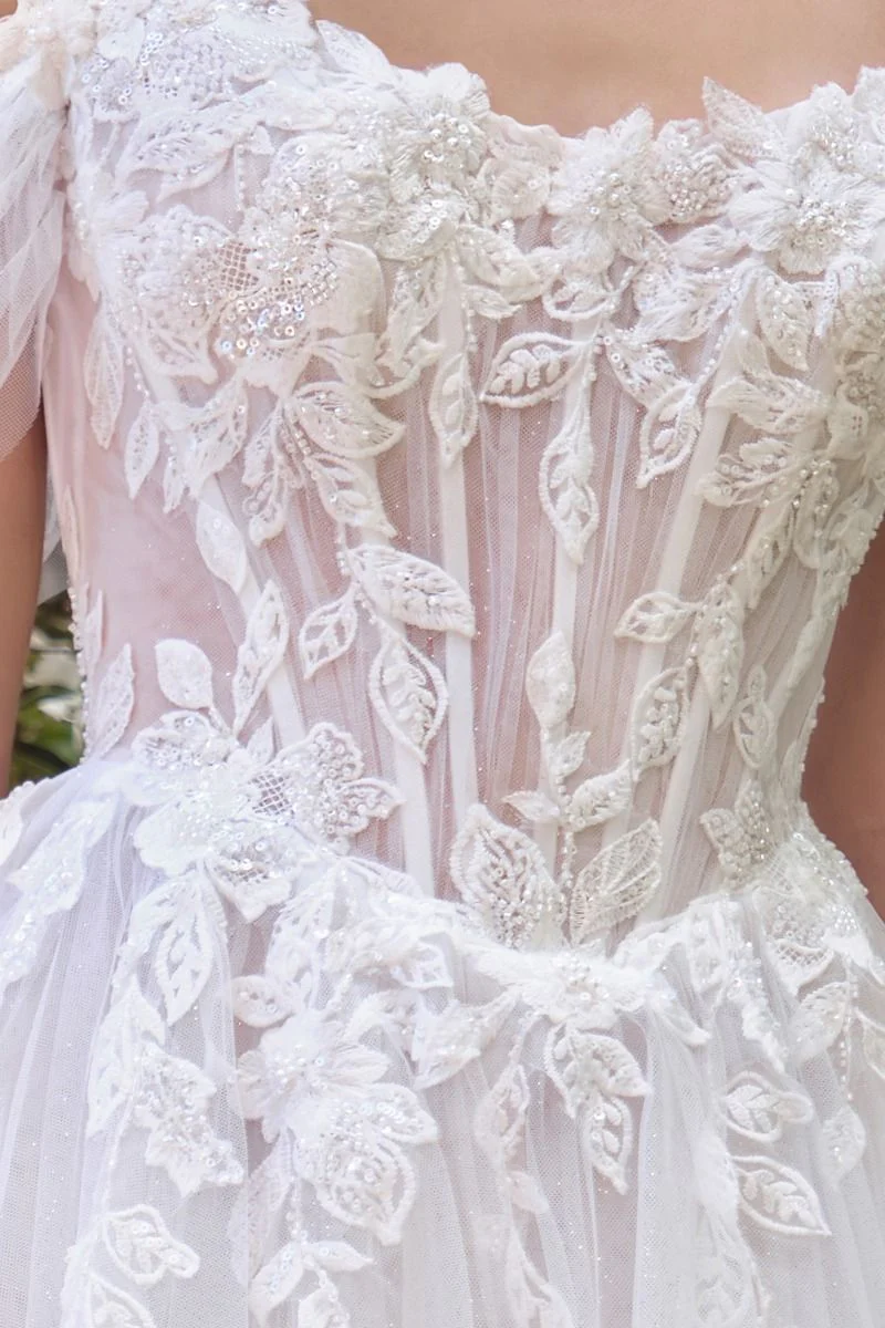 Andrea & Leo WL089 Long Bridal Lace Applique A Line Wedding Dress - Primitiveus