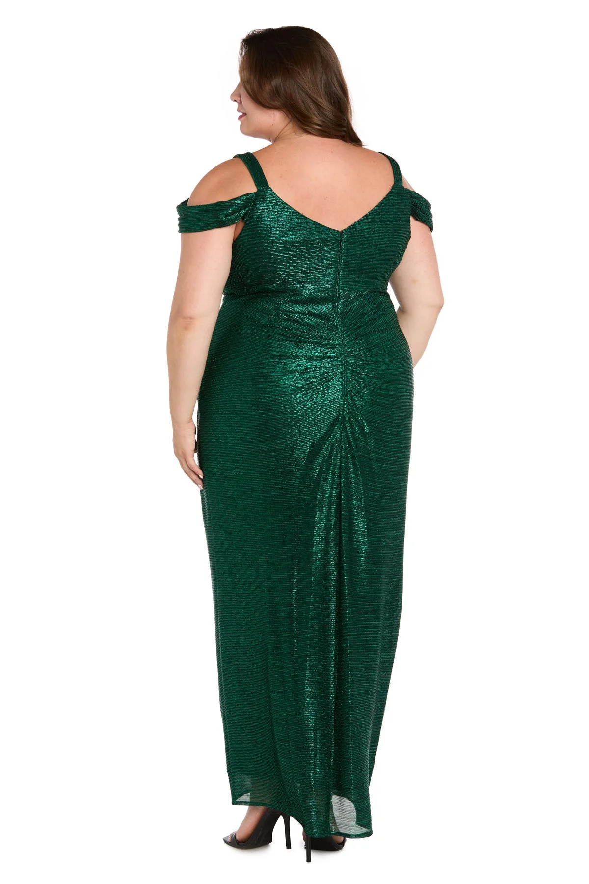 R&M Richards 3301W Plus Size Long Metallic Formal Evening Dress - Primitiveus