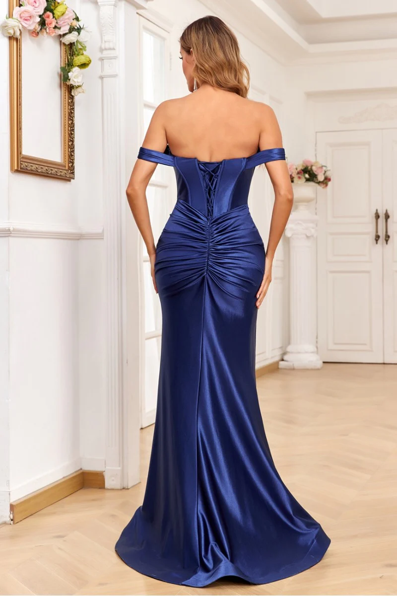 High Couture HC1019 Fitted Formal Long Pleated Prom Dress - Primitiveus