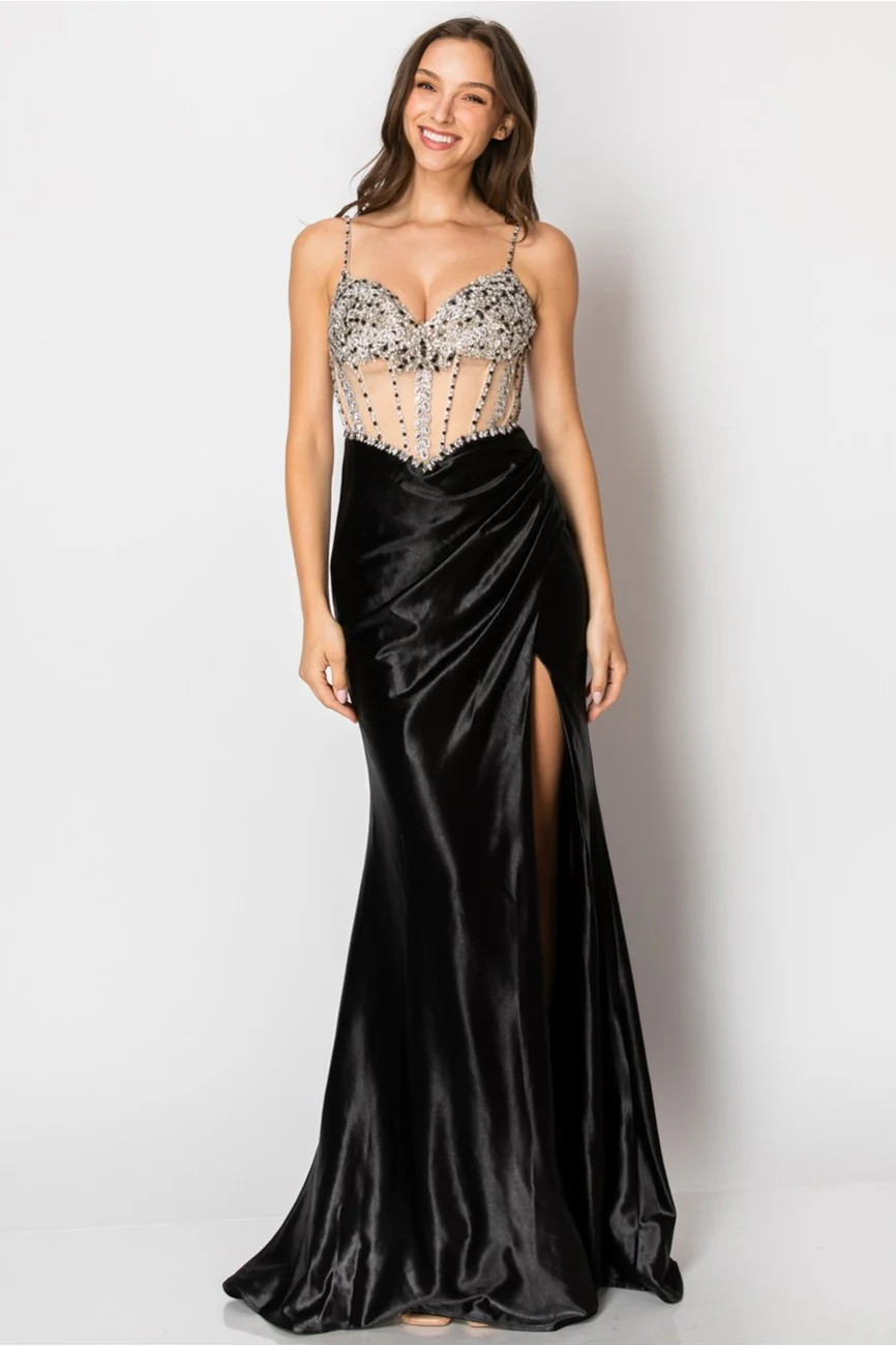 High Couture NR2405 Fitted Long Formal Slit Evening Dress - Primitiveus