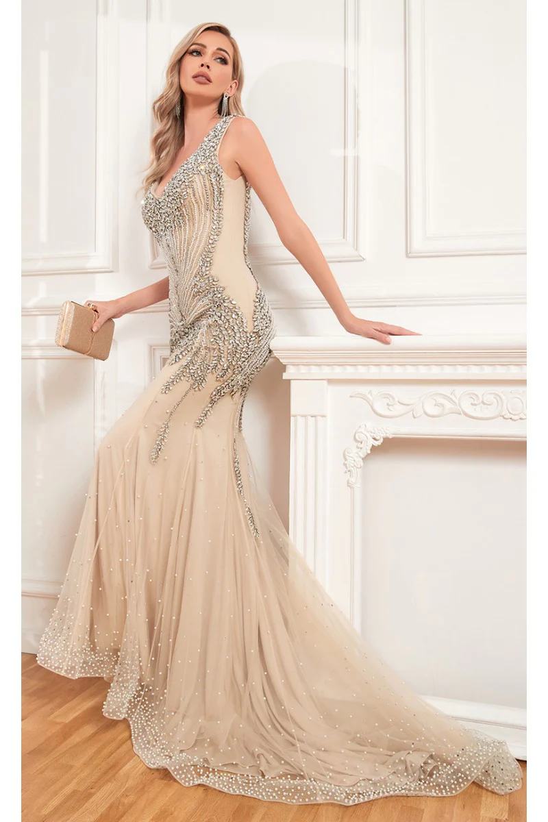 High Couture NR2341 Fitted Long Formal Evening Dress - Primitiveus