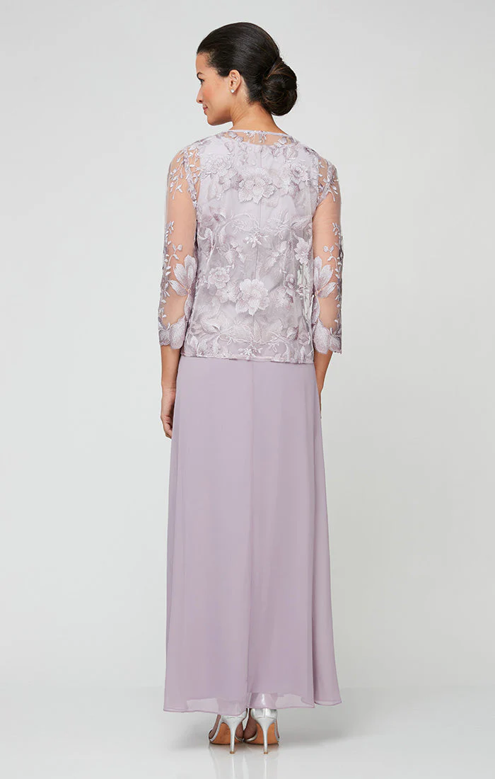 Alex Evenings 82122422 A Line Long Formal Mother of the Bride Petite Jacket Dress - Primitiveus