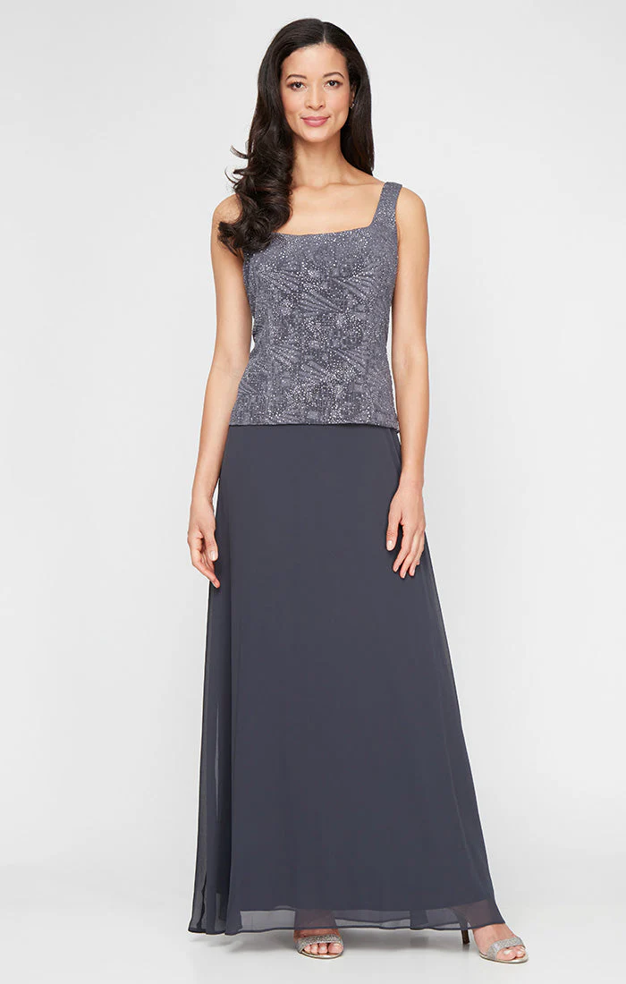 Alex Evenings 225053 Long Mother of the Bride Glitter Formal Petite Jacket Dress - Primitiveus