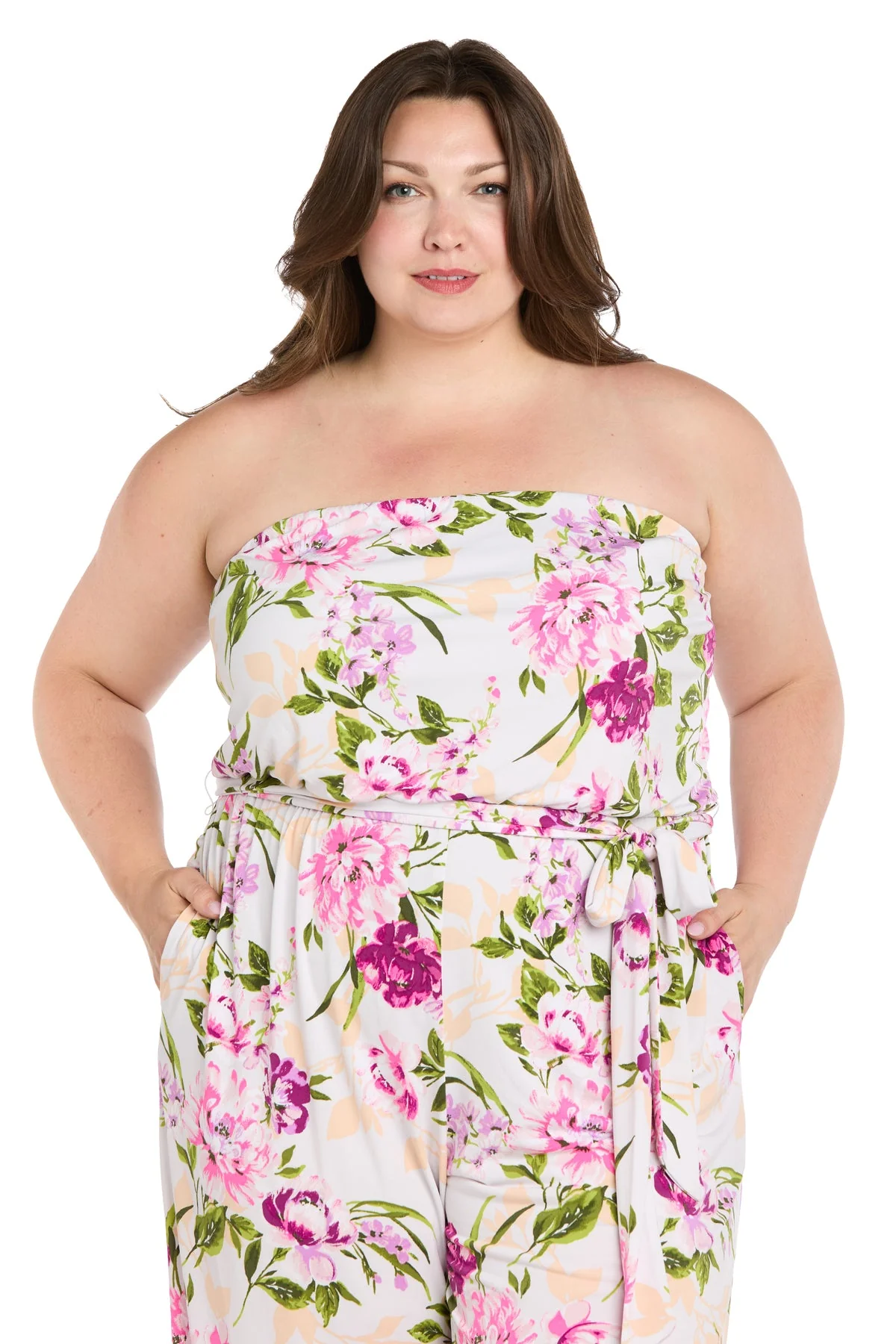 R&M Richards 6663W Formal Floral Long Jumpsuit Plus Size - Primitiveus