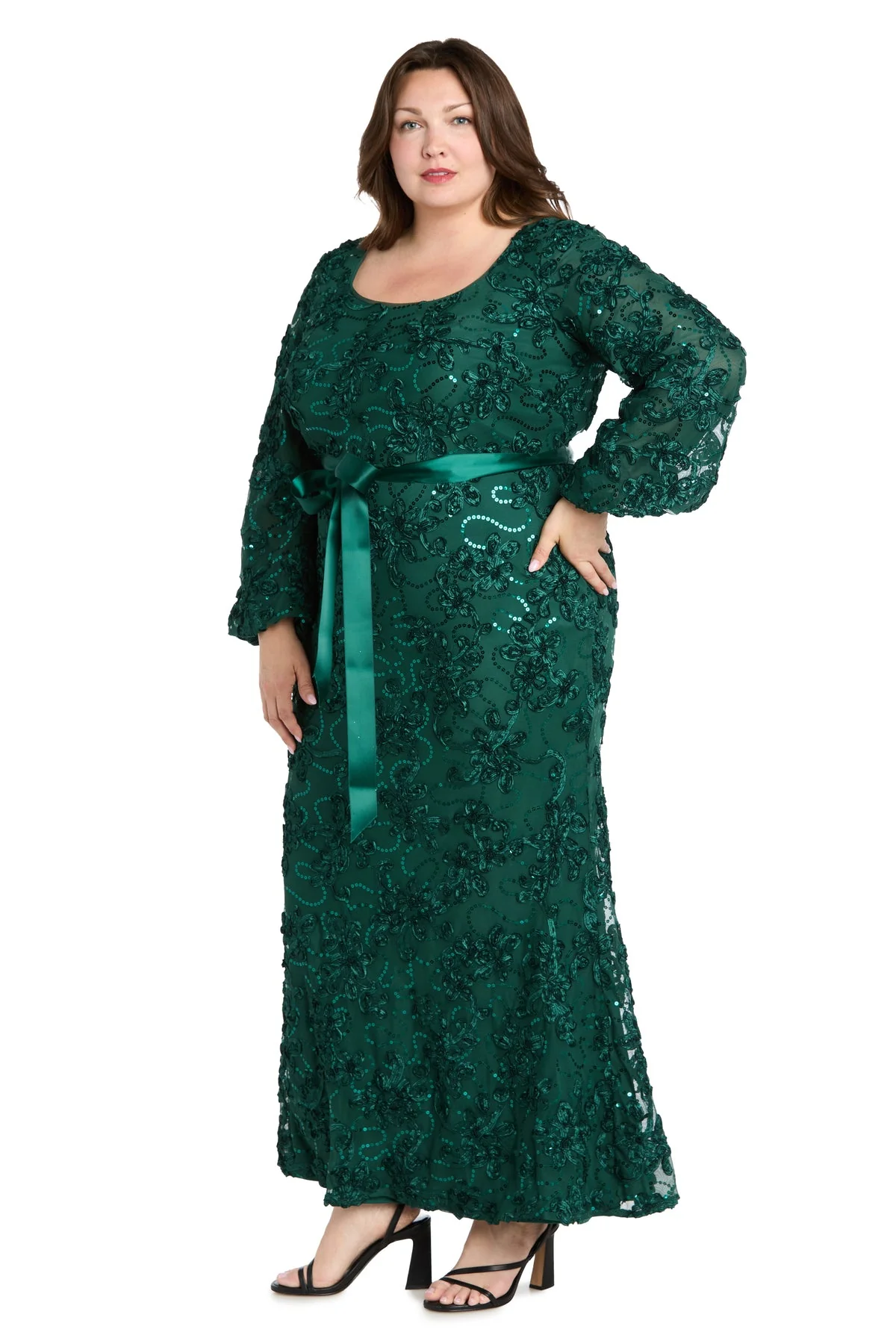 R&M Richards 3725w Long Formal Floral Print Evening Plus Size Dress - Primitiveus