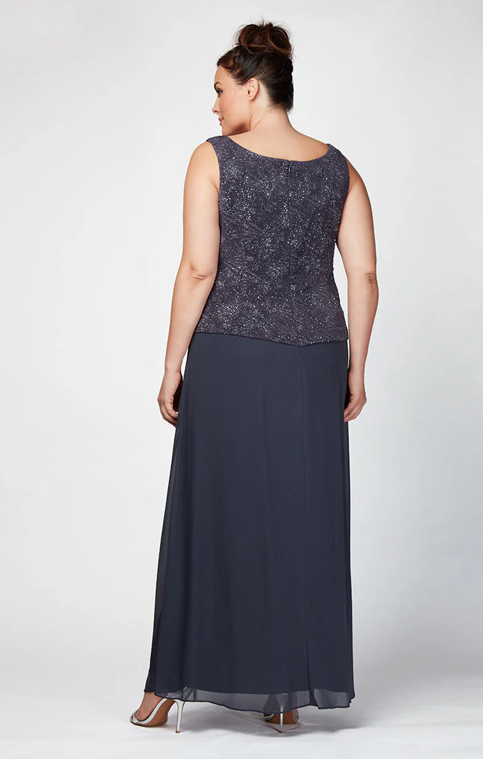 Alex Evenings 425053 Long Glitter Plus Size Formal Jacket Dress - Primitiveus