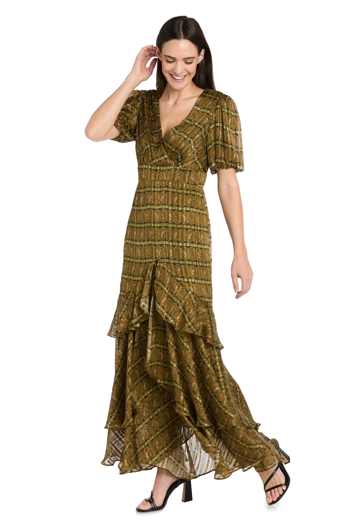 R&M Richards 4157 Long Formal Ruffle Maxi Dress - Primitiveus