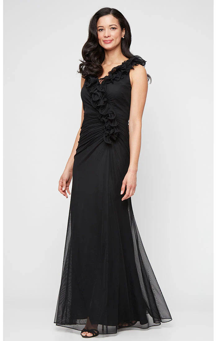 Alex Evenings 81321036 Long Ruffle Formal Evening Dress - Primitiveus