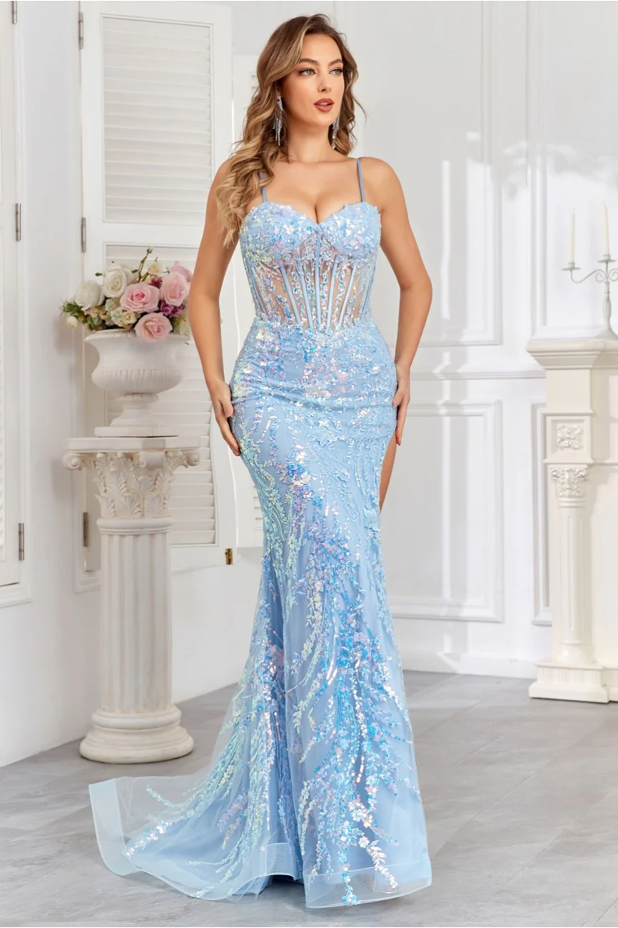 High Couture HC1011 Fitted Long Formal Sequin Prom Dress - Primitiveus