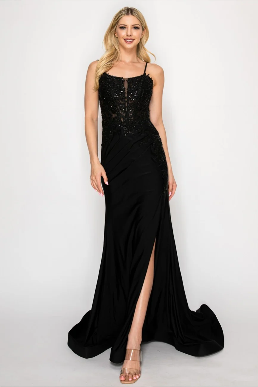 High Couture HC1007 Fitted Prom Long Formal Beaded Evening Gown - Primitiveus