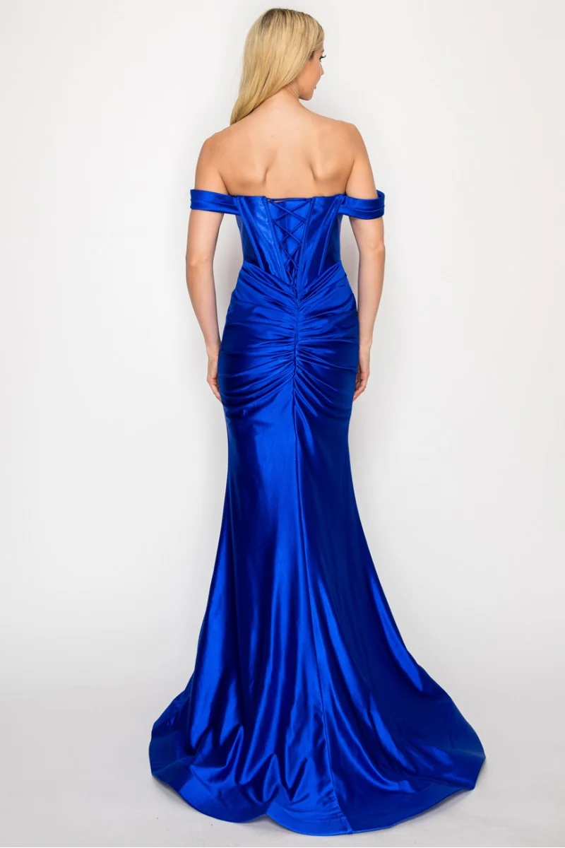High Couture HC1019 Fitted Formal Long Pleated Prom Dress - Primitiveus