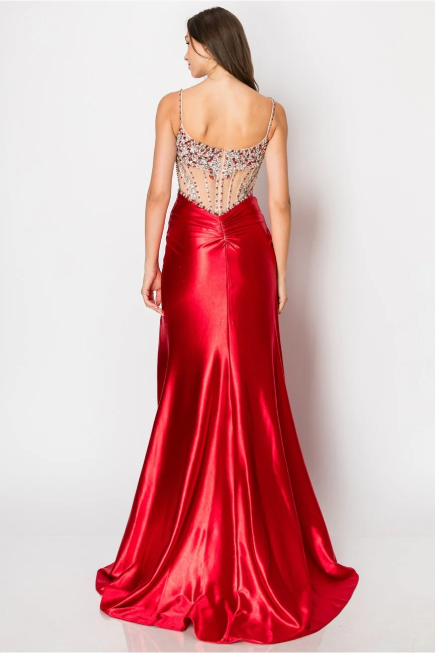 High Couture NR2405 Fitted Long Formal Slit Evening Dress - Primitiveus