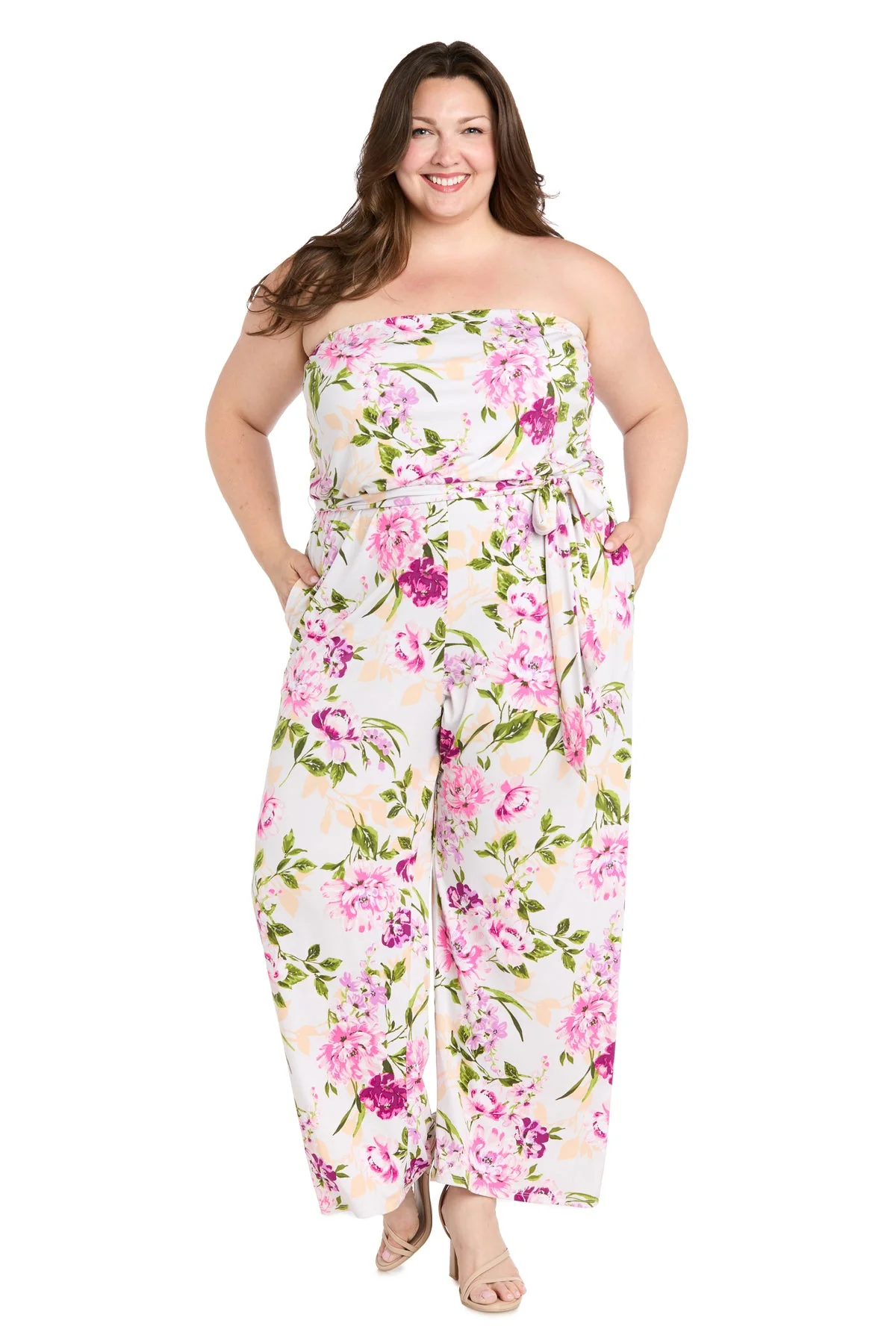 R&M Richards 6663W Formal Floral Long Jumpsuit Plus Size - Primitiveus