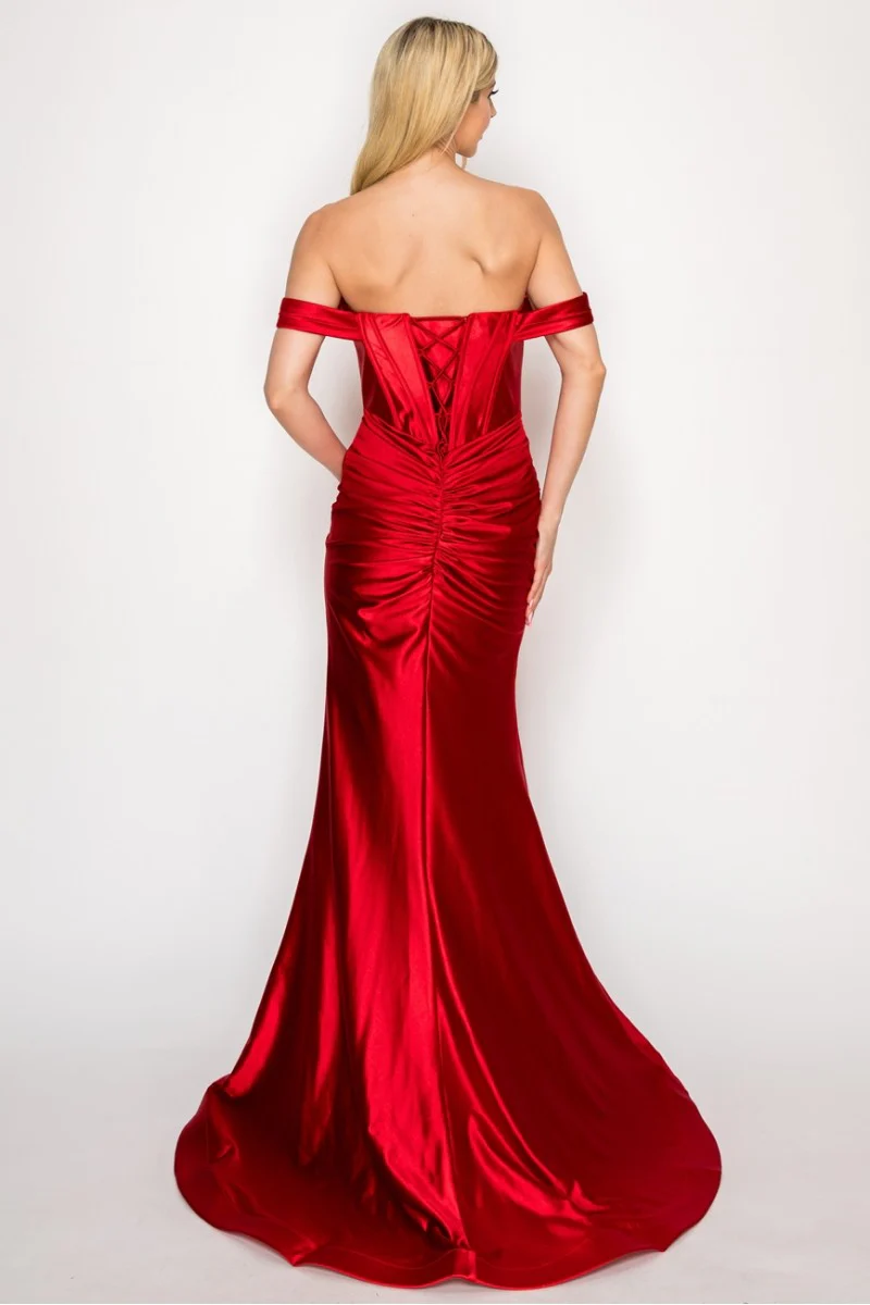 High Couture HC1019 Fitted Formal Long Pleated Prom Dress - Primitiveus