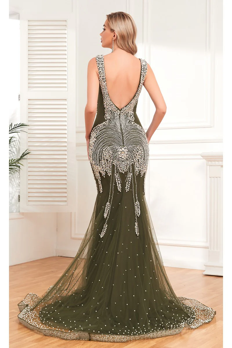 High Couture NR2341 Fitted Long Formal Evening Dress - Primitiveus