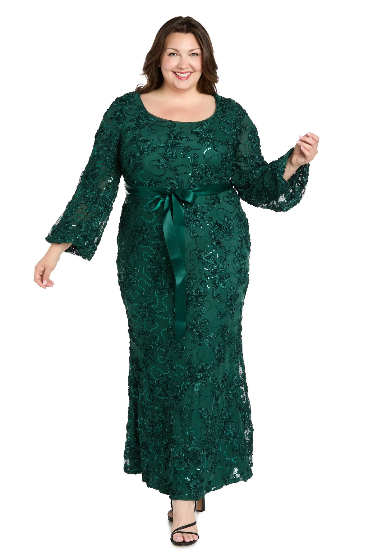 R&M Richards 3725w Long Formal Floral Print Evening Plus Size Dress - Primitiveus