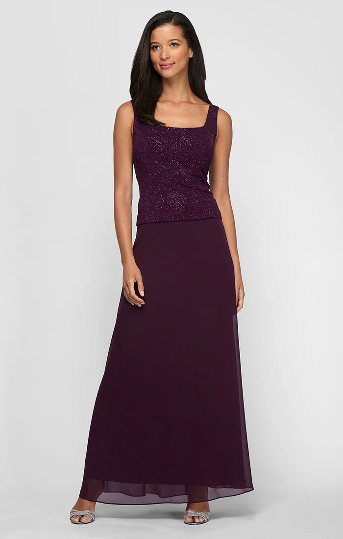 Alex Evenings 225053 Long Mother of the Bride Glitter Formal Petite Jacket Dress - Primitiveus