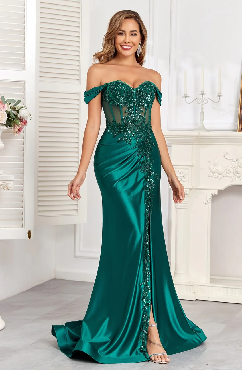 High Couture HC1003 Long Fitted Corset Formal Applique Prom Dress - Primitiveus